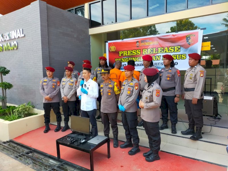 Nampak suasana saat press release satreskrim polres Wajo yang dipimpin lansung kasat reskrim polres Wajo Iptu Aditya Pandu Drajat/Ist