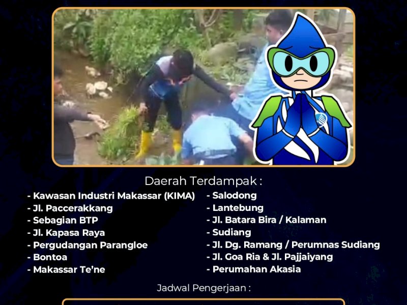 Pipa di Perintis Kemerdekaan Bocor, Perumda Air Minum Makassar Lakukan Perbaikan