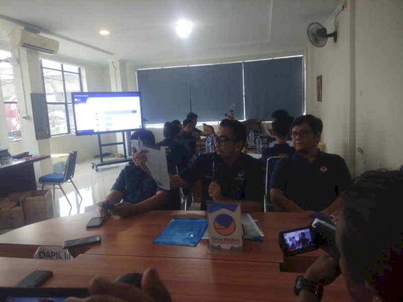 Ketua Badan Pemenangan Pemilu (Bapilu) Partai NasDem Kota Makassar, Sulawesi Selatan, Mario David. (PEDOMAN MEDIA/M Akbar Razak).