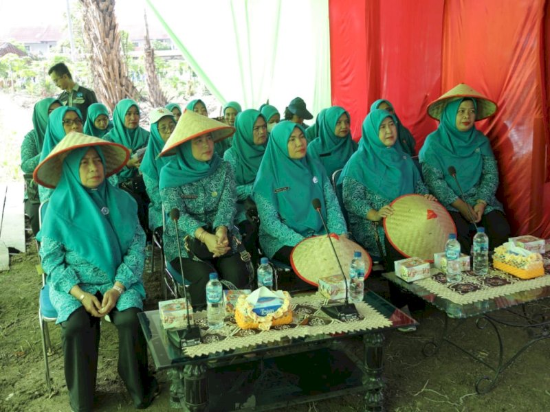 Ketua TP PKK Kabupaten Asahan, Titiek Sugiharti Surya mengikuti gerakan tanam cabai serentak se-Indonesia. 