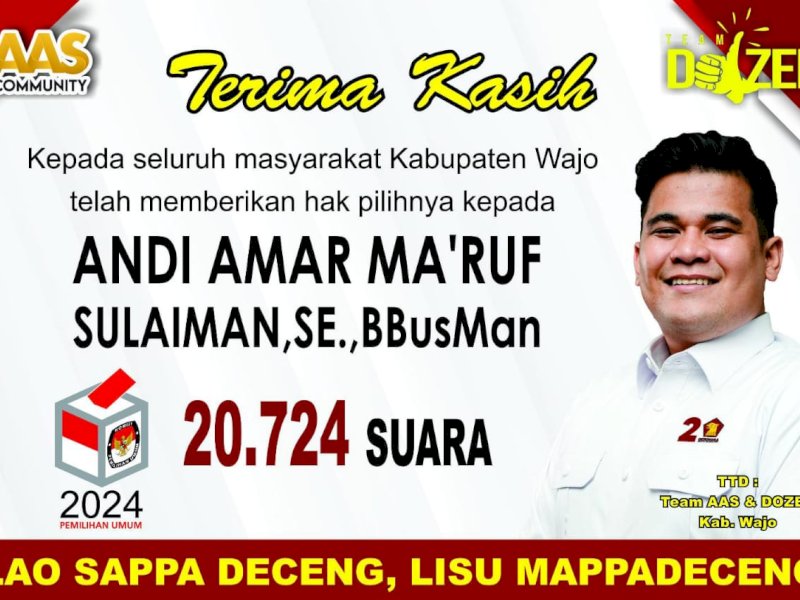 Andi Amar Maruf Sulaeman ke DPR RI, Korcam Tempe Wajo Ucapkan Terima Kasih ke Masyarakat  