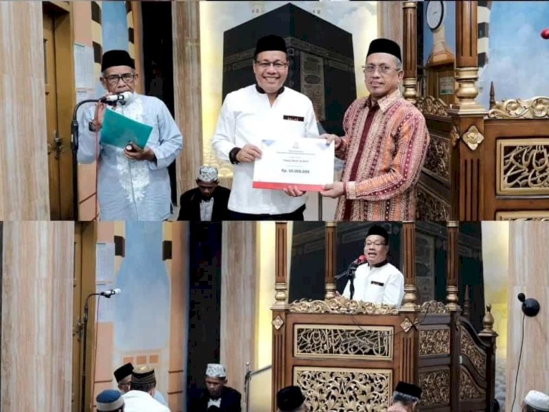 Sekretaris DPRD Kota Makassar H Dahyal menyalurkan dana hibah dari Pemerintah Kota Makassar senilai Rp50 juta di Masjid Al Amin. 