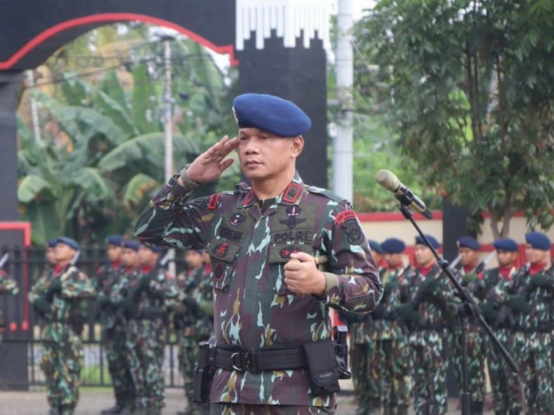 Inspektur Upacara (Irup) yaitu Komandan Batalyon (Danyon) C Pelopor Kompol Nur Ichsan/Ist