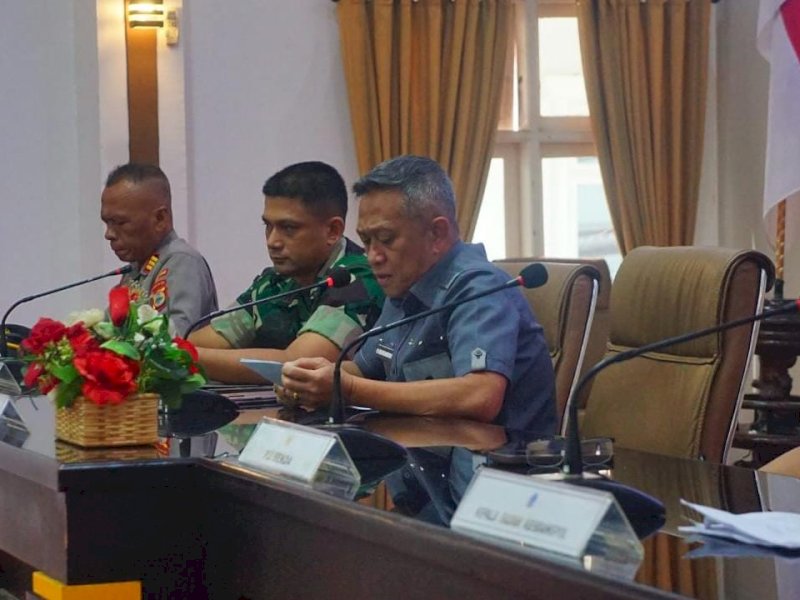 Rapat Forum Koordinasi Pimpinan Daerah (Forkopimda) Bone di Baruga La Teya Ri Duni, Kota Watampone, Jumat (22/3/2024)/Ist