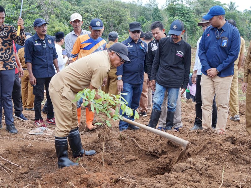Peringatan Hari Bumi dirangkaikan penanaman pohon  di kebun milik Bupati Bulukumba Andi Muchtar Ali Yusuf di Desa Tibona Kecamatan Bulukumpa. 