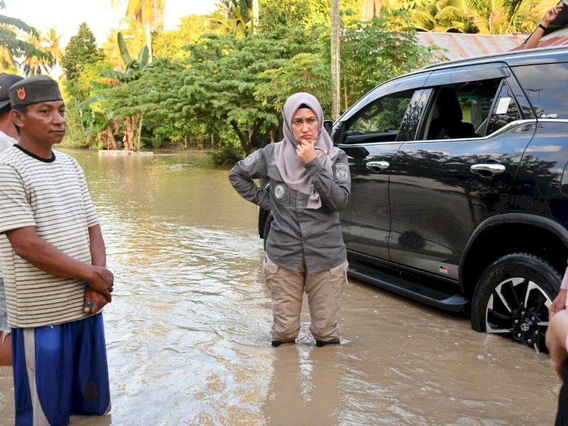 Bupati Luwu Utara Indah Putri Indriani (IDP) meninjau beberapa wilayah terdampak banjir di Luwu Utara. 