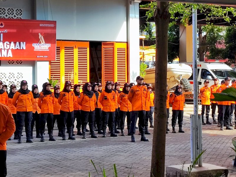Apel Hari Kesiapsiagaan Bencana di Kantor BPBD Makassar. 