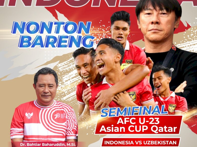 Pj Gubernur Bahtiar Nobar Laga Indonesia Vs Uzbekistan di Parepare