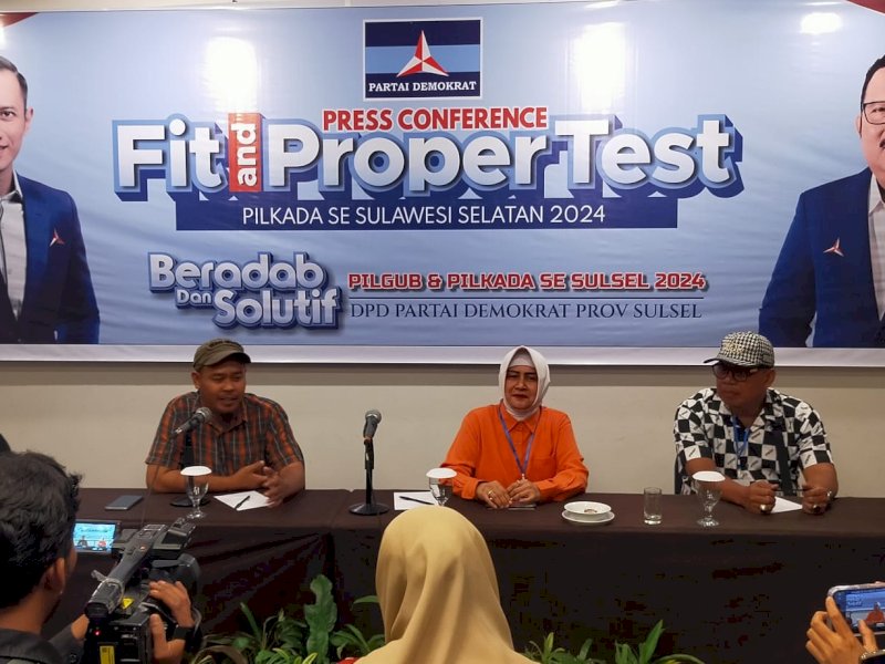 Indira Yusuf mengikuti fit and proper test calon Wali Kota Makassar Partai Demokrat di Hotel Claro. 