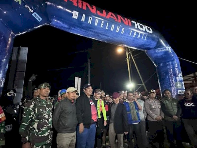 event lari Trail Rinjani 100 di Sembalun taman nasional Gunung Rinjani, NTB