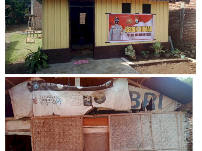 Rumah ibu Rampe Daeng Caya telah dibedah oleh Polres Takalar. (Foto: Ist)