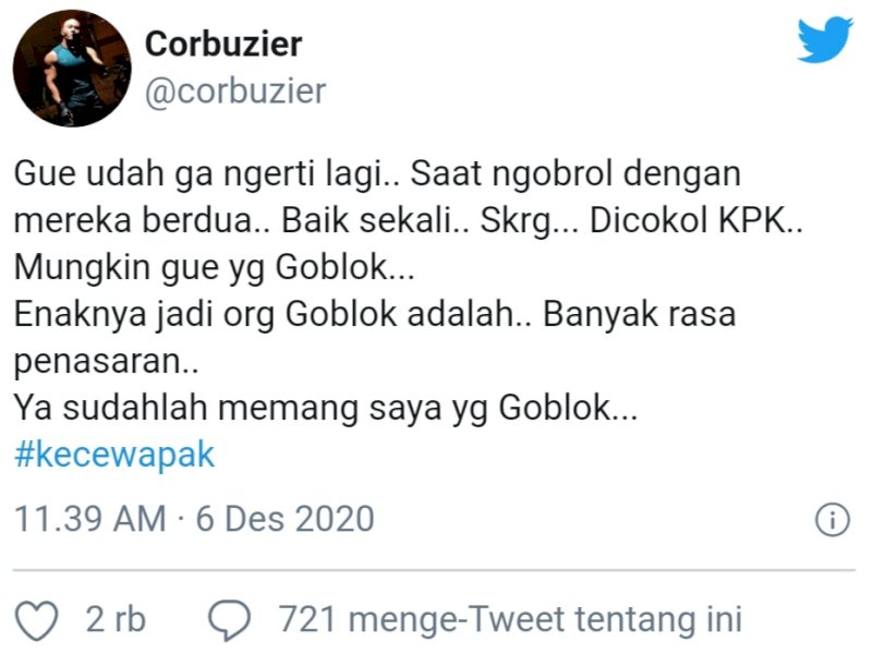 Cuitan Deddy Corbuzier di Twitternya. 