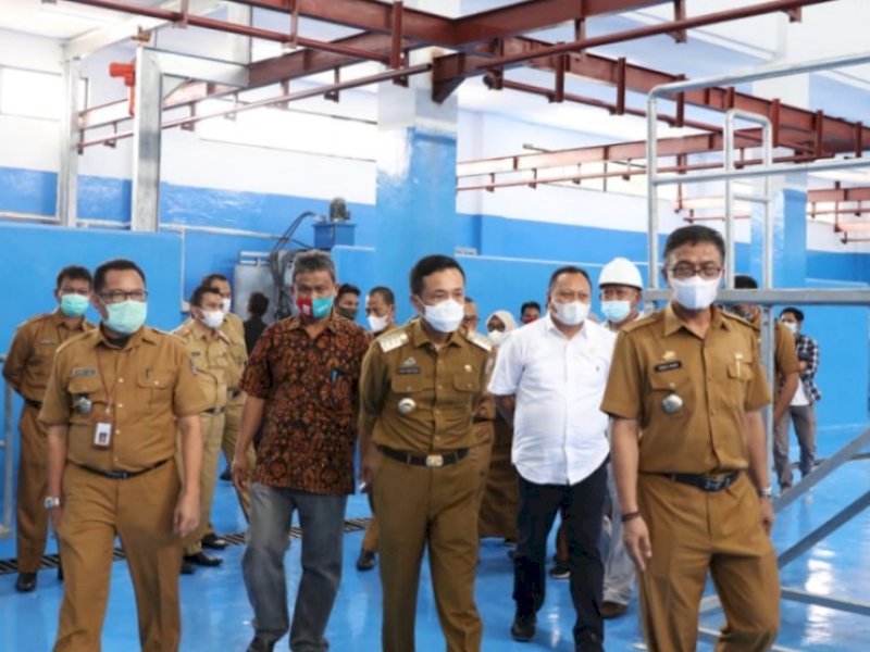 Kunjungan Pj Wali Kota Makassar, Rudy Djamaluddin di RPH Tamangapa, Senin (04/01/2021).
