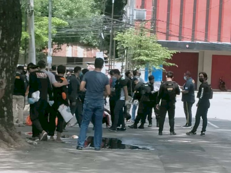 Lokasi bom bunuh diri di Makassar yang terjadi beberapa waktu lalu. 