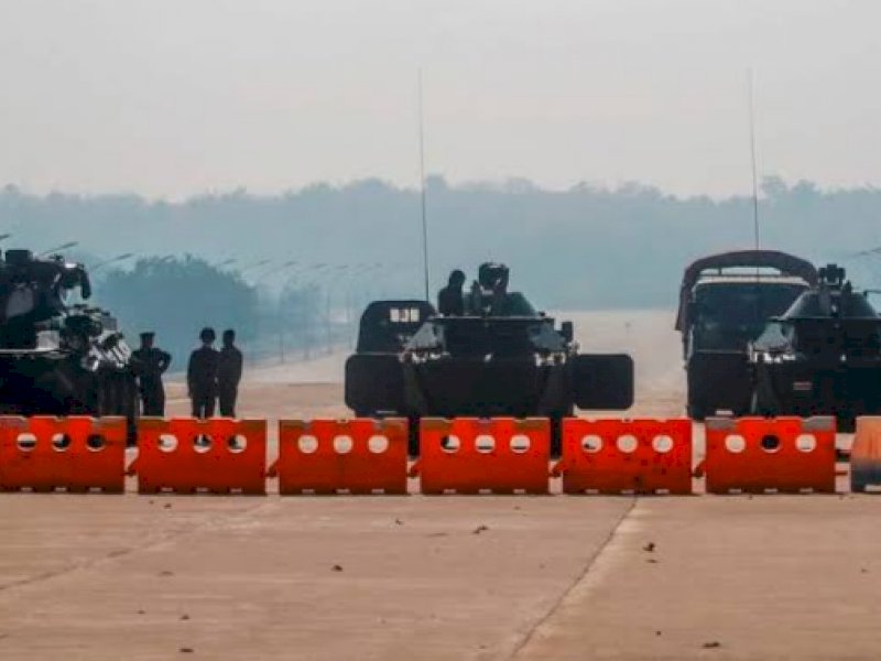 Pasukan Junta militer Myanmar menutup seluruh akses. (int) 