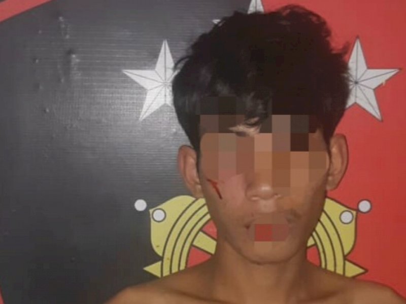 Salah seorang remaja yang diamankan karena terlibat tawuran. 