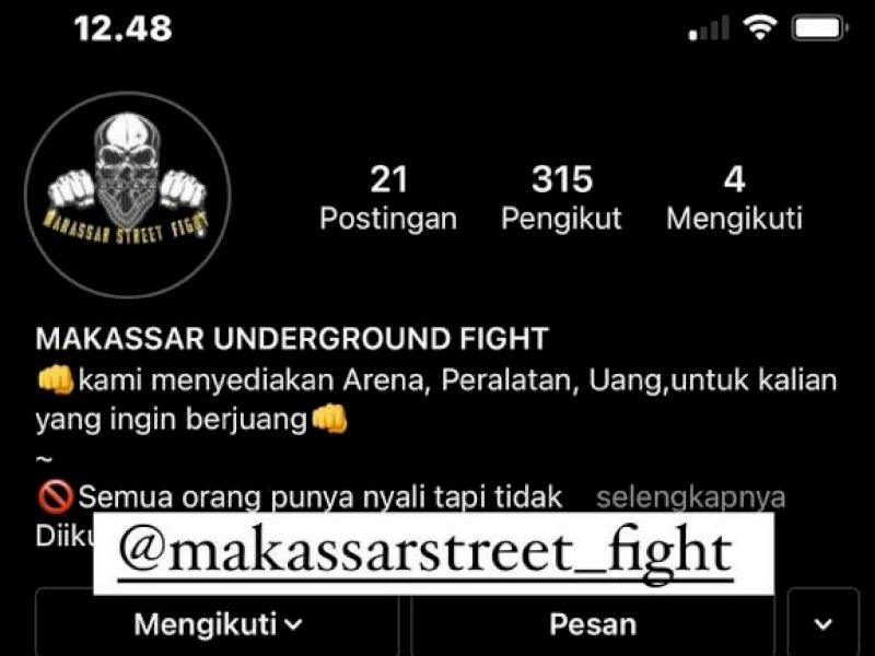 Akun Instagram @Makassarstreet_fight mulai ditelusuri usai membuat viral pertarungan brutal dua pemuda (int/Instagram)