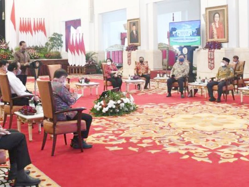 Para petinggi Parpol Koalisi dikumpulkan oleh Presiden Jokowi di Istana, Rabu (25/8/2021) (int)