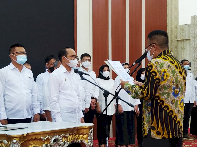 Pengambilan Sumpah Jabatan Ketua DEIT Sulsel di Aula Patingaloang, Rujab Gubernur Sulsel Rabu 6 Oktober 2021. (Ist)