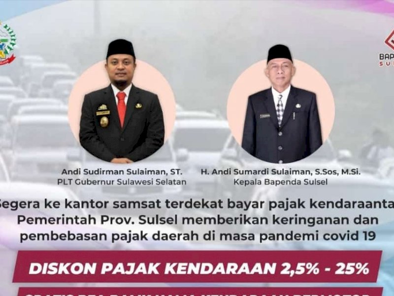 Bapenda memberikan insentif berupa penghapusan pajak kendaraan.
