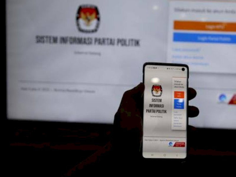 Tampilan aplikasi Sistem Informasi Partai Politik (Sipol). 