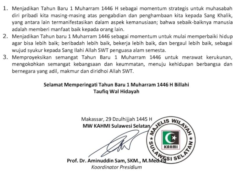 Maklumat keummatan MW KAHMI Sulsel