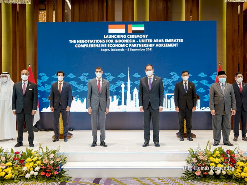 Menteri Perdagangan Muhammad Luthfi (kanan) dalam Perundingan perjanjian kemitraan ekonomi dalam Comprehensive Economic Partnership Agreement IUAE (CEPA), di Bogor Kamis (2/9) kemarin (int)
