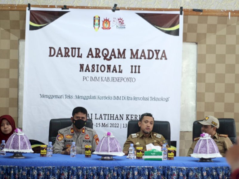 Latihan Kepemimpinan Darul Arqam Madya tingkat Nasional Ikatan Mahasiswa Muhammadiyah (IMM) di Jeneponto dihadiri Wabup Jeneponto. (Ist)