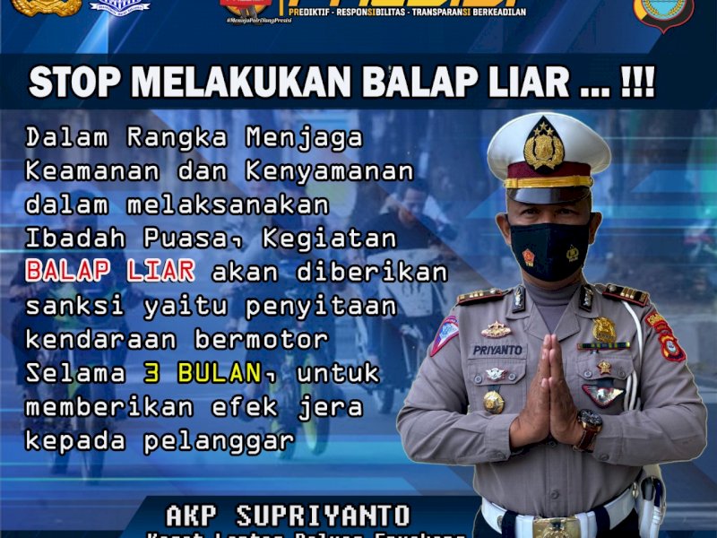 Kasatlantas Polres Enrekang sosialisasi stop balap liar di medsos. (Ist)