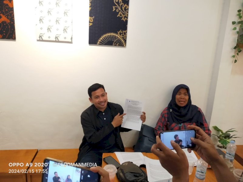 Lembaga Studi Kebijakan Publik (LSKP) saat merilis temuan selama pemungutan suara Pemilu 2024 berlangsung (PEDOMAN MEDIA/Nober) 