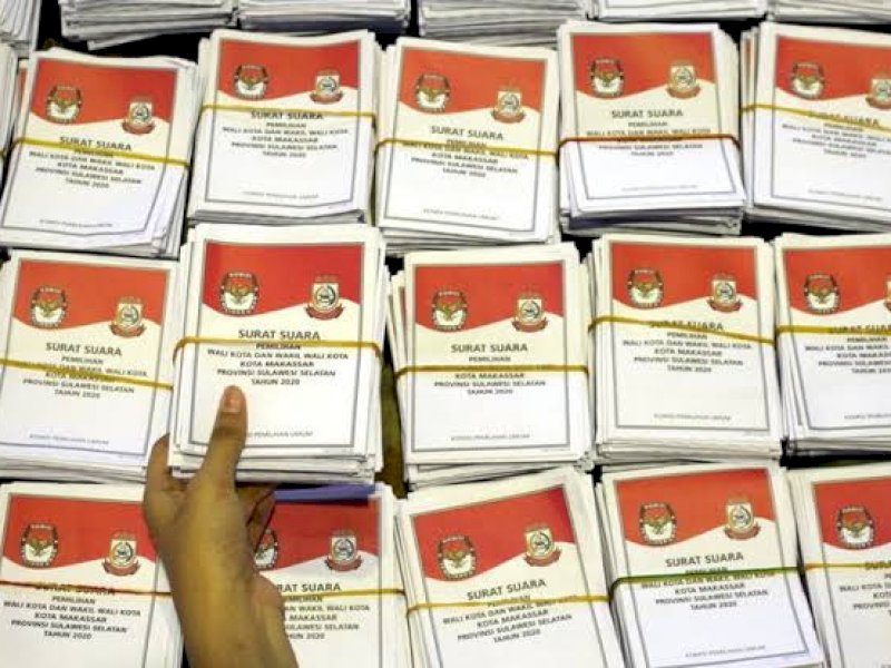 Foto ilustrasi surat suara di Pilkada Makassar. (Int)