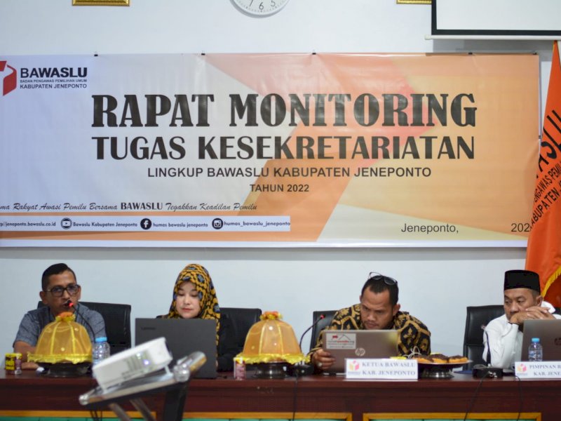 Bawaslu Jeneponto adakan rapat monitoring tugas kesekretariatan. (Ist)
