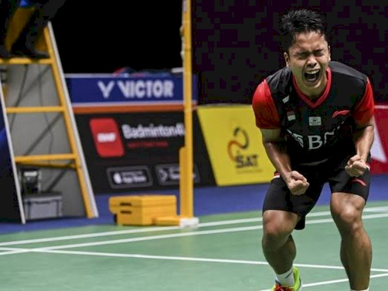 Anthony Sinisuka Ginting, berhasil membuka keunggulan tim Merah Putih atas Jepang. (Net)