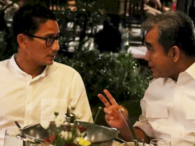 Sandiaga Uno bersama Ahmad Muzani. (Int)