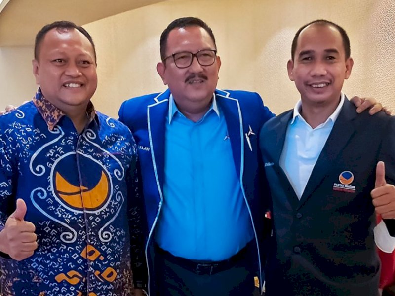 Ketua DPRD Makassar Rudianto Lallo wakili Ketua DPW NasDem Sulsel Rusdi Masse di acara pelantikan Ni'matullah. (Ist)