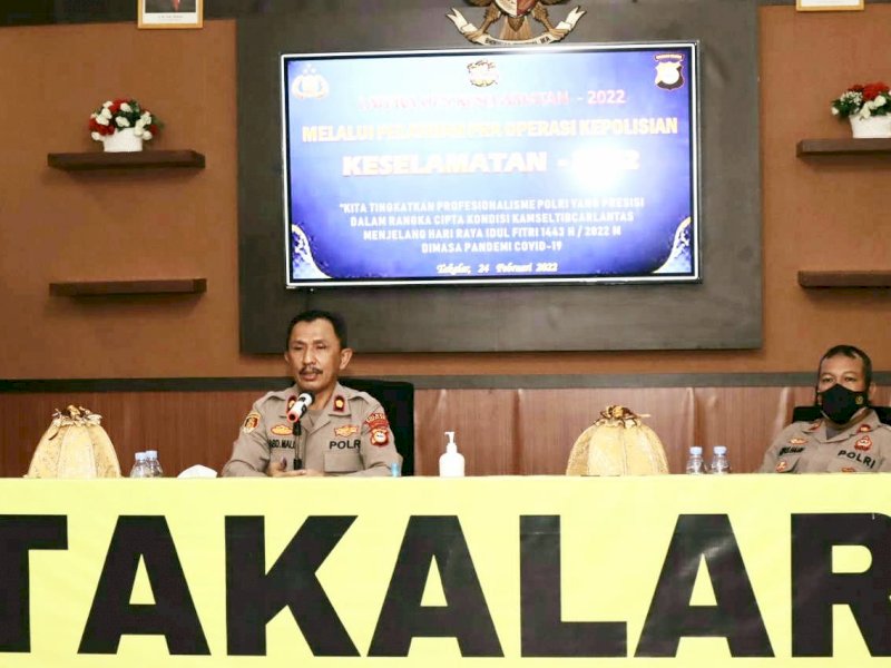 Polres Takalar gelar Lat Pra Ops menjelang pelaksanaan Operasi Keselamatan Tahun 2022. (Ist)