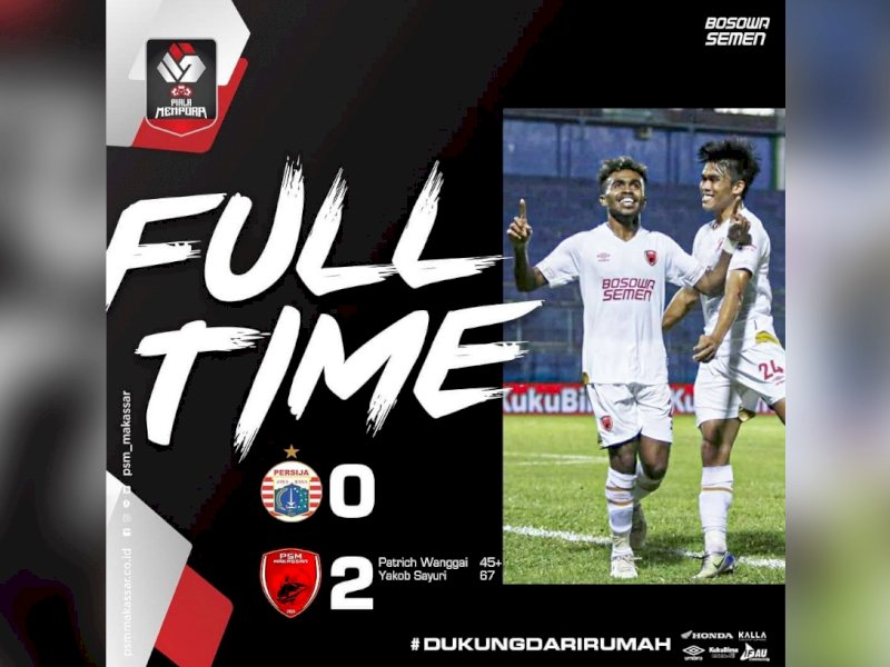 Hasil pertandingan PSM vs Persija (Instagram PSM) 
