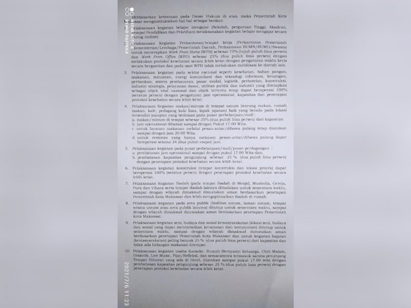 SE Pembatasan aktivitas masyarakat. 