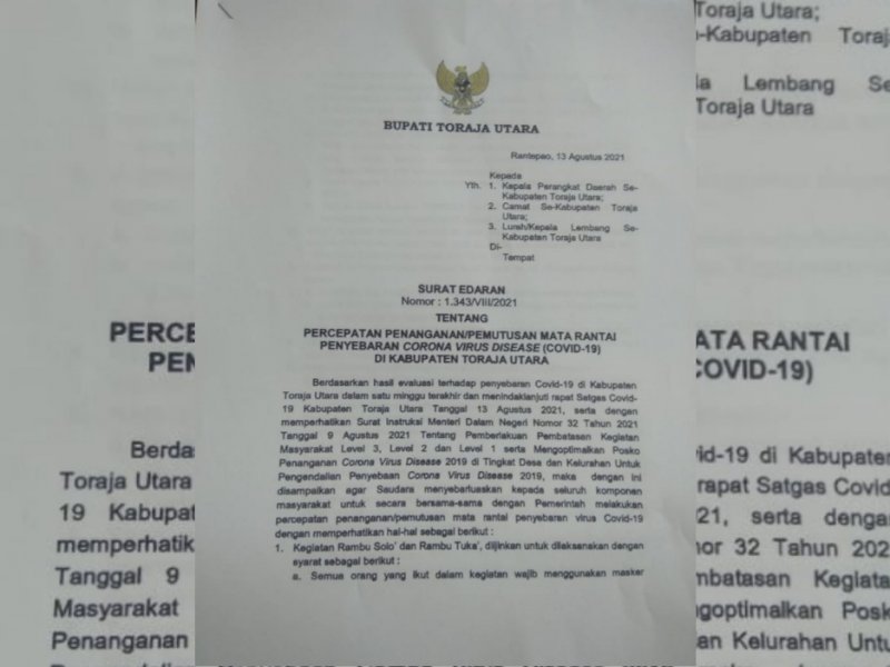 SE Bupati Torut. 