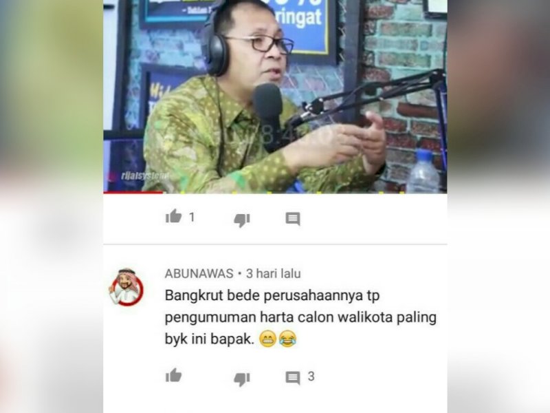 Komentar netizen di kanal YouTube Rijal Djamal