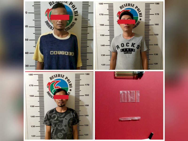 Pelaku penyalagunaan sabu saat diamankan polisi
