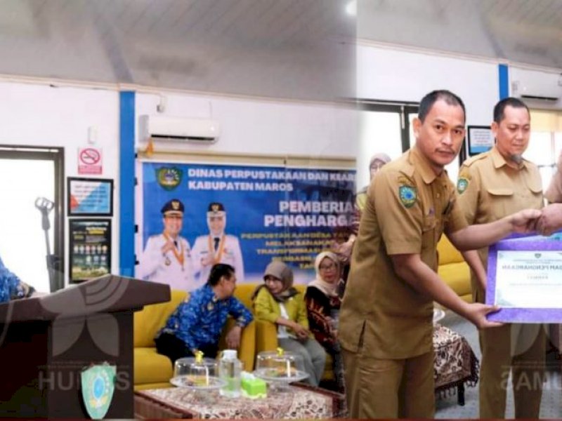Bentuk Apresiasi, Bupati Maros Beri Penghargaan Perpustakaan Desa Berbasis Inklusi Sosial