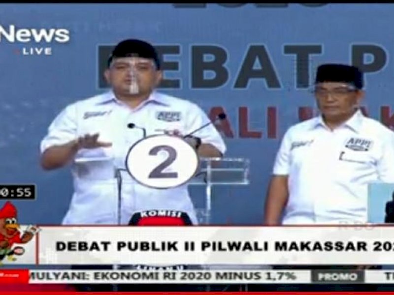 Pasangan Appi-Rahman dalam debat putaran kedua Pilwalkot Makassar malam tadi.