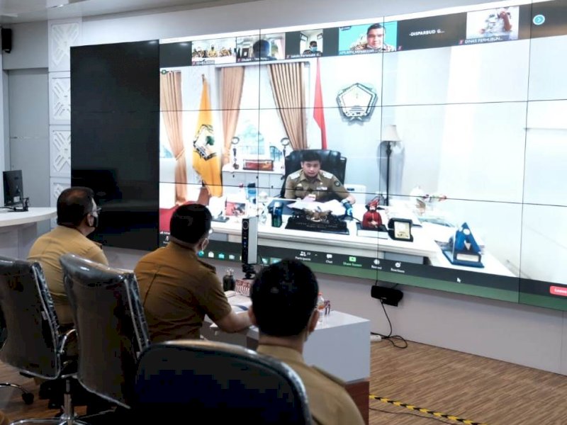 Rapat virtual Pemkab Gowa. Membahas RDTR Kawasan Kota Sungguminasa-Cambayya, Selasa (29/12/2020).