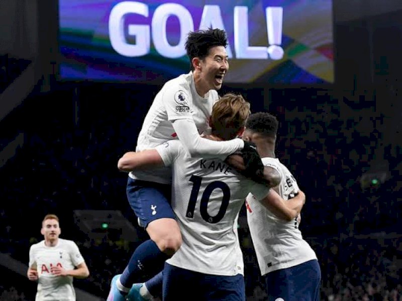 Pemain Tottenham Hotspur merayakan gol ke gawang Everton. (int) 