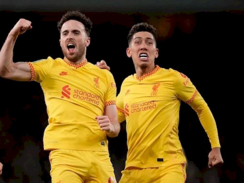Liverpool merayakan kemenangan usai mengalahkan Arsenal 2-0.