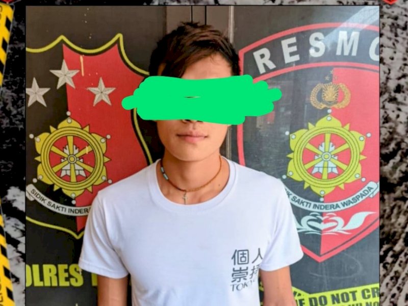 Tersangka EN diamankan Polres Tator. 