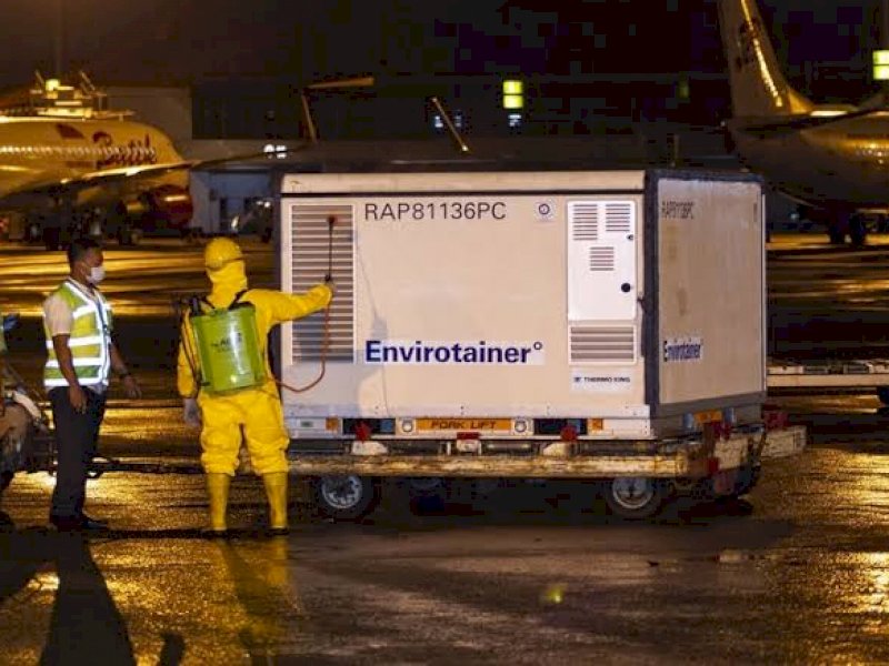 Vaksin Corona Sinovac tiba di Tanah Air.