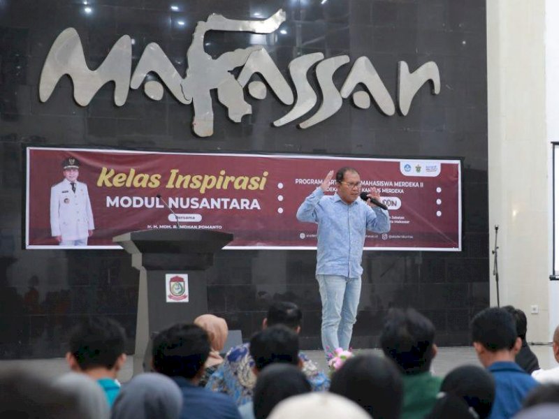 Wali Kota Makassar Moh Ramdhan &lsquo;Danny&rsquo; Pomanto didaulat sebagai narasumber pada kelas Inspirasi Modul Nusantara yang digelar di Baruga Anging Mammiri, Sabtu (17/09) malam.