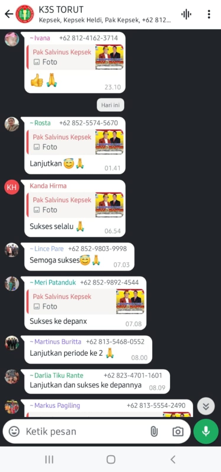 Salvinus memposting pasangan Ombas-Marthen di Grup K3S Torut
